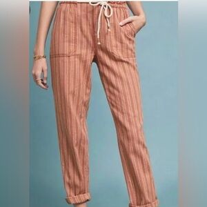 Anthropologie Rust Striped Joggers NWOT